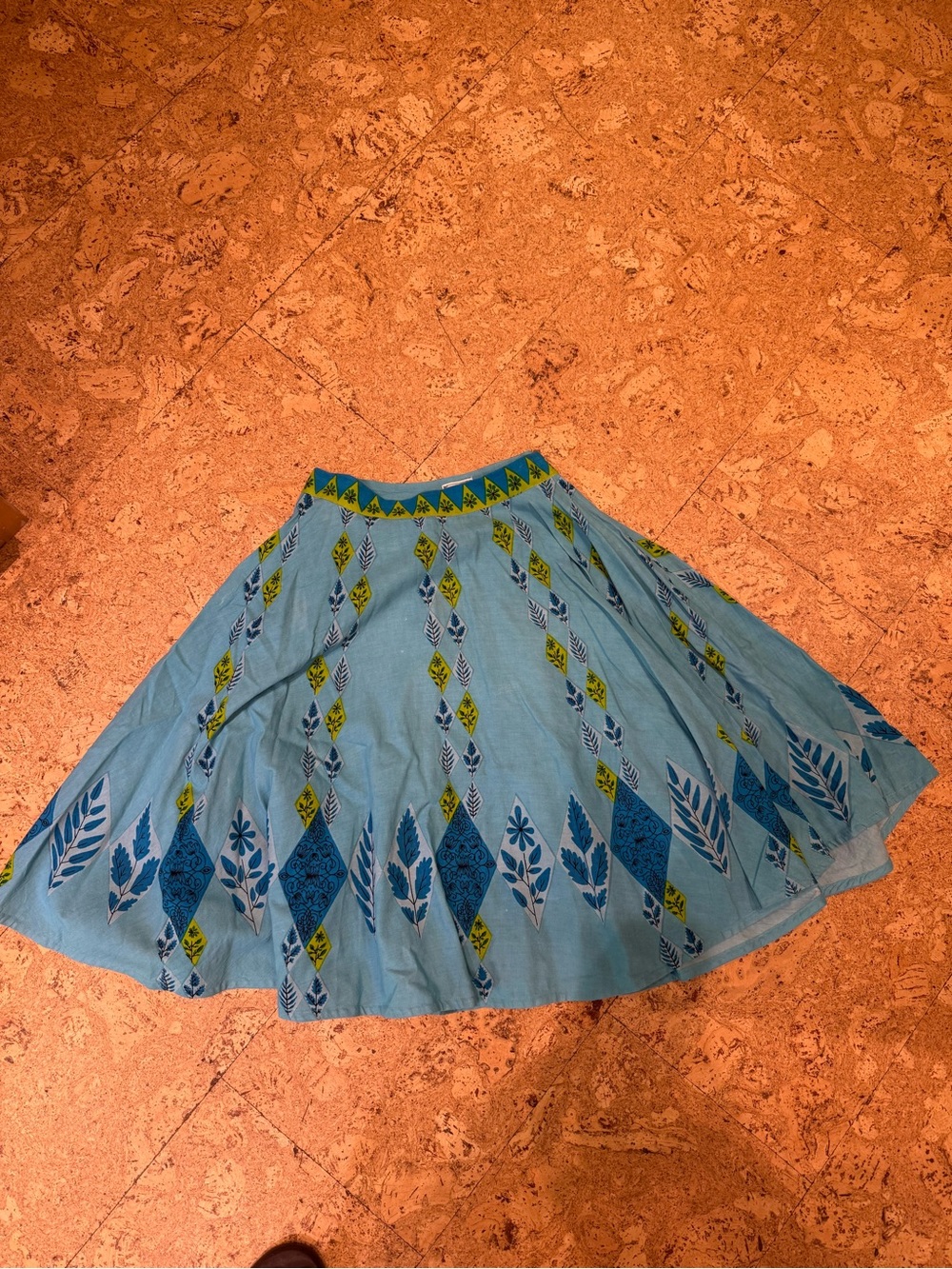 Light Blue Printed Cotton Skirt - Women